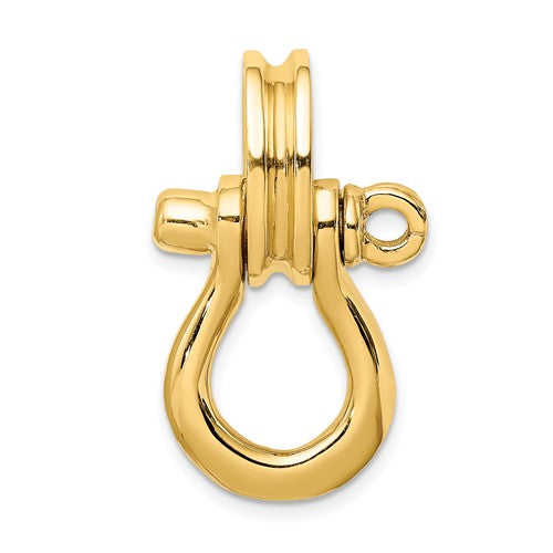 14k Yellow Gold Shackle Link with Pulley 3D Large Pendant Charm