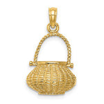 Afbeelding in Gallery-weergave laden, 14k Yellow Gold Basket Moveable 3D Pendant Charm
