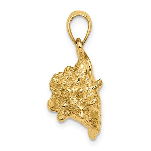 14k Yellow Gold Conch Shell Seashell 3D Pendant Charm