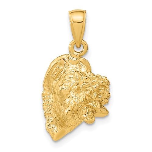 14k Yellow Gold Conch Shell Seashell 3D Pendant Charm