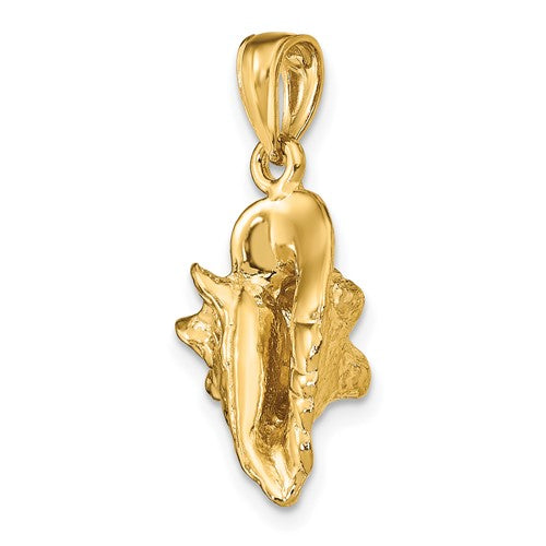 14k Yellow Gold Conch Shell Seashell 3D Pendant Charm