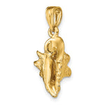 Lataa kuva Galleria-katseluun, 14k Yellow Gold Conch Shell Seashell 3D Pendant Charm
