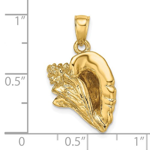 14k Yellow Gold Conch Shell Seashell 3D Pendant Charm