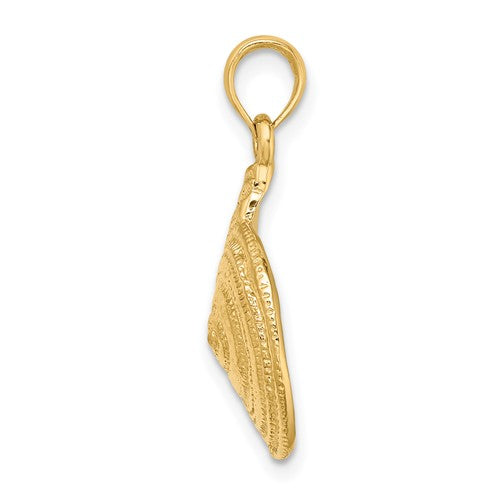 14k Yellow Gold Troca Shell Textured Pendant Charm