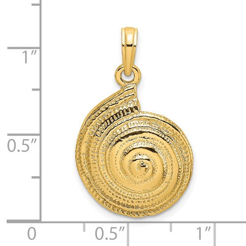 14k Yellow Gold Troca Shell Textured Pendant Charm