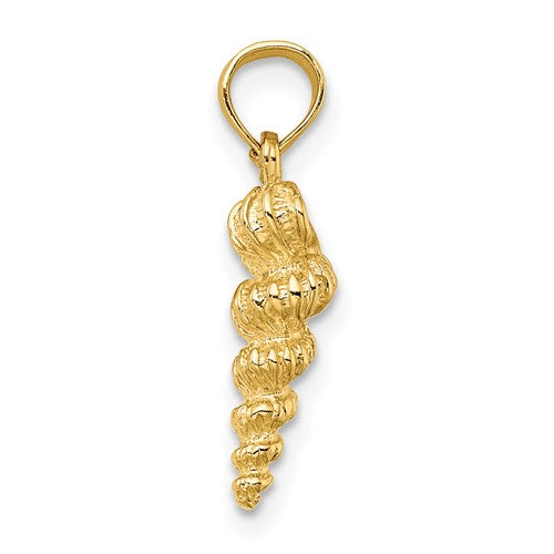 14k Yellow Gold Wentletrap Shell Seashell 3D Small Pendant Charm