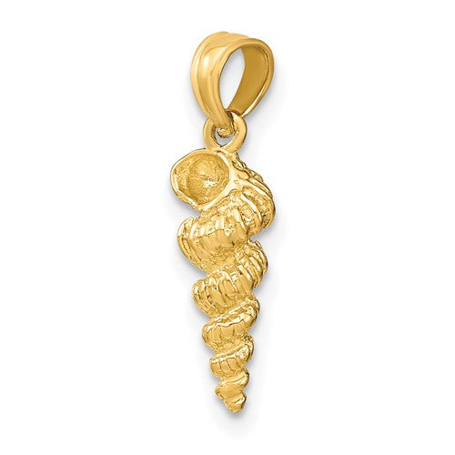 14k Yellow Gold Wentletrap Shell Seashell 3D Small Pendant Charm