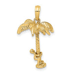Afbeelding in Gallery-weergave laden, 14k Yellow Gold Coconut Tree Moveable Man 3D Pendant Charm
