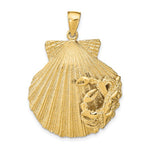 Charger l&#39;image dans la galerie, 14k Yellow Gold Seashell Scallop Shell Clamshell with Crab Pendant Charm
