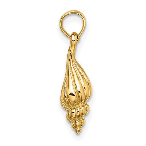 14k Yellow Gold Conch Shell Seashell 3D Small Pendant Charm