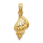 Indlæs billede til gallerivisning 14k Yellow Gold Conch Shell Seashell 3D Small Pendant Charm
