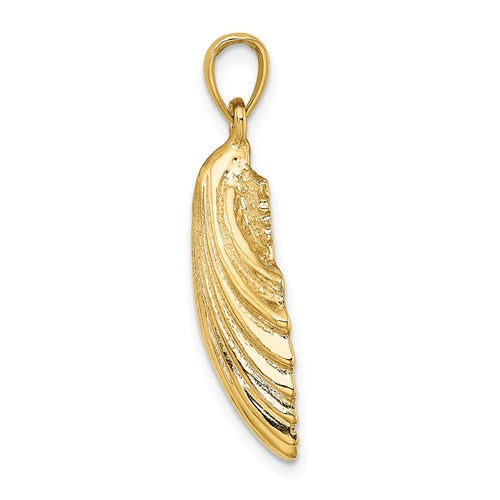 14k Yellow Gold Seashell Scallop Shell Clamshell Pendant Charm