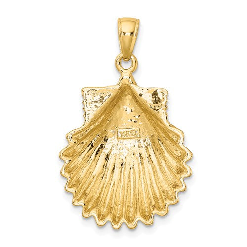 14k Yellow Gold Seashell Scallop Shell Clamshell Pendant Charm