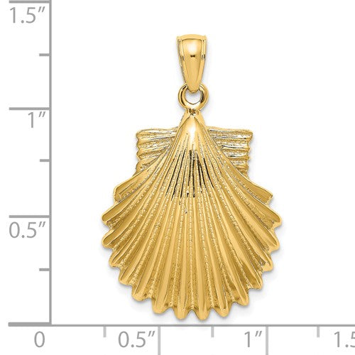 14k Yellow Gold Seashell Scallop Shell Clamshell Pendant Charm