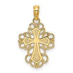 Afbeelding in Gallery-weergave laden, 14k Yellow Gold Lace Trim Cross Pendant Charm
