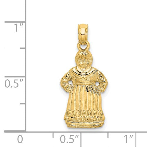 14k Yellow Gold Bahamas Mama Pendant Charm