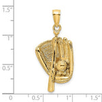 画像をギャラリービューアに読み込む, 14k Yellow Gold Baseball Bat Glove 3D Pendant Charm
