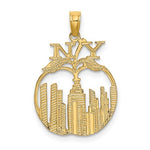 이미지를 갤러리 뷰어에 로드 , 14K Yellow Gold New York City Skyline NY Empire State Big Apple Pendant Charm

