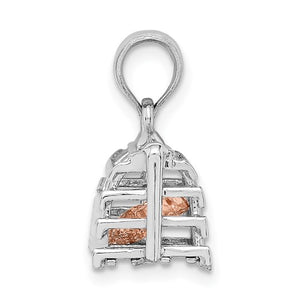 14K White Rose Gold Two Tone Lobster Trap 3D Pendant Charm