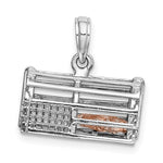 画像をギャラリービューアに読み込む, 14K White Rose Gold Two Tone Lobster Trap 3D Pendant Charm
