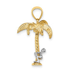 Ladda upp bild till gallerivisning, 14k Yellow White Gold Two Tone Coconut Tree Moveable Man 3D Pendant Charm
