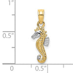 Ladda upp bild till gallerivisning, 14k Yellow Gold and Rhodium Seahorse Pendant Charm
