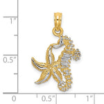 Kép betöltése a galériamegjelenítőbe: 14k Yellow Gold and Rhodium Seahorse Starfish Pendant Charm
