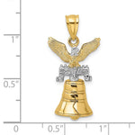 將圖片載入圖庫檢視器 14k Yellow White Gold Two Tone Liberty Bell Philadelphia PA Pennsylvania Pendant Charm
