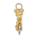 Charger l&#39;image dans la galerie, 14k Yellow White Gold Two Tone Motorcycle Moveable 3D Pendant Charm

