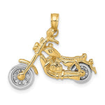 Загрузить изображение в средство просмотра галереи, 14k Yellow White Gold Two Tone Motorcycle Moveable 3D Pendant Charm
