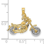 이미지를 갤러리 뷰어에 로드 , 14k Yellow White Gold Two Tone Motorcycle Moveable 3D Pendant Charm
