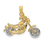 Cargar imagen en el visor de la galería, 14k Yellow White Gold Two Tone Motorcycle Moveable 3D Pendant Charm
