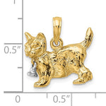 Indlæs billede til gallerivisning 14k Yellow White Gold Two Tone Cat with Dangling Bell 3D Pendant Charm
