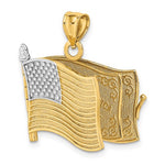 Lade das Bild in den Galerie-Viewer, 14k Yellow Gold and Rhodium USA American Flag Book Pledge of Allegiance 3D Reversible Opens Pendant Charm
