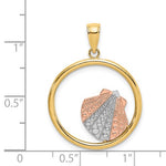 Lataa kuva Galleria-katseluun, 14k Yellow Rose Gold and Rhodium Seashell Scallop Shell Clamshell Pendant Charm
