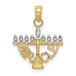 Afbeelding in Gallery-weergave laden, 14K Yellow Gold and Rhodium Menorah Miracle Pendant Charm
