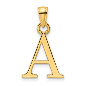 14K Yellow Gold Uppercase Initial Letter A Block Alphabet Large Pendant Charm