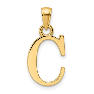 14K Yellow Gold Uppercase Initial Letter C Block Alphabet Large Pendant Charm