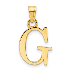 14K Yellow Gold Uppercase Initial Letter G Block Alphabet Large Pendant Charm