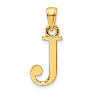 14K Yellow Gold Uppercase Initial Letter J Block Alphabet Large Pendant Charm