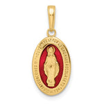 Indlæs billede til gallerivisning 14k Yellow Gold Enamel Blessed Virgin Mary Miraculous Medal Oval Pendant Charm
