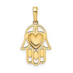 Afbeelding in Gallery-weergave laden, 14K Yellow Gold and Rhodium Hamsa Chamseh Heart Pendant Charm
