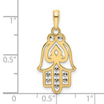 Φόρτωση εικόνας στο εργαλείο προβολής Συλλογής, 14K Yellow Gold and Rhodium Hamsa Chamseh Spade Symbol Pendant Charm
