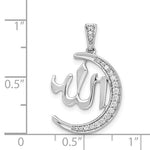 Cargar imagen en el visor de la galería, 14K White Gold Diamond Allah Crescent Moon Star Pendant Charm
