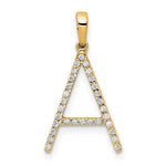 Indlæs billede til gallerivisning 14K Yellow White Gold Diamond Initial Letter A Uppercase Block Alphabet Pendant Charm
