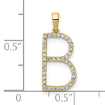 이미지를 갤러리 뷰어에 로드 , 14K Yellow White Gold Diamond Initial Letter B Uppercase Block Alphabet Pendant Charm
