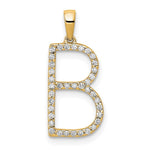 이미지를 갤러리 뷰어에 로드 , 14K Yellow White Gold Diamond Initial Letter B Uppercase Block Alphabet Pendant Charm
