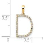 이미지를 갤러리 뷰어에 로드 , 14K Yellow White Gold Diamond Initial Letter D Uppercase Block Alphabet Pendant Charm
