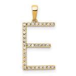 Indlæs billede til gallerivisning 14K Yellow White Gold Diamond Initial Letter E Uppercase Block Alphabet Pendant Charm
