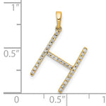 Φόρτωση εικόνας στο εργαλείο προβολής Συλλογής, 14K Yellow White Gold Diamond Initial Letter H Uppercase Block Alphabet Pendant Charm
